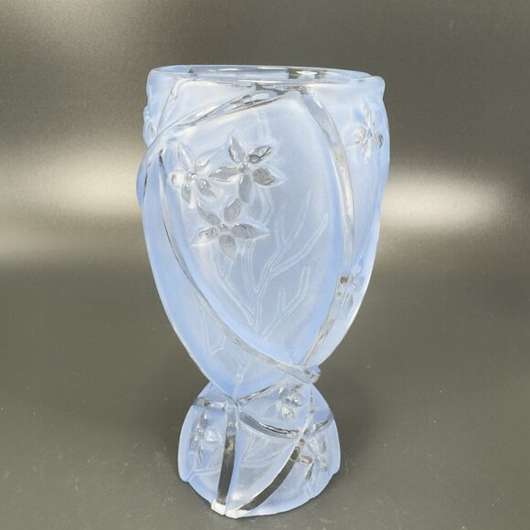 Consolidated Glass Co Line 700 Martele Frosted Blue Goblet Manganese 365nm Set 2 - Picture 3 of 16